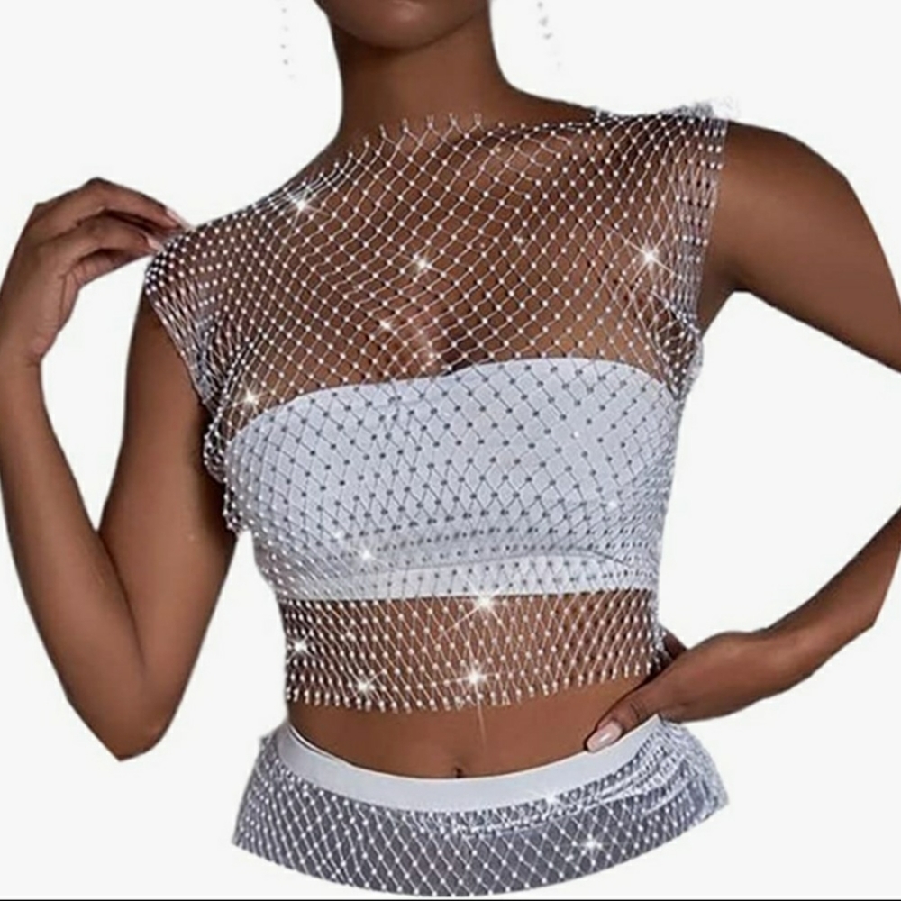 Akira Rhinestone Mesh Top - Picture 12 of 12